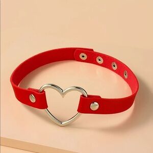 Lovely heart red choker necklace